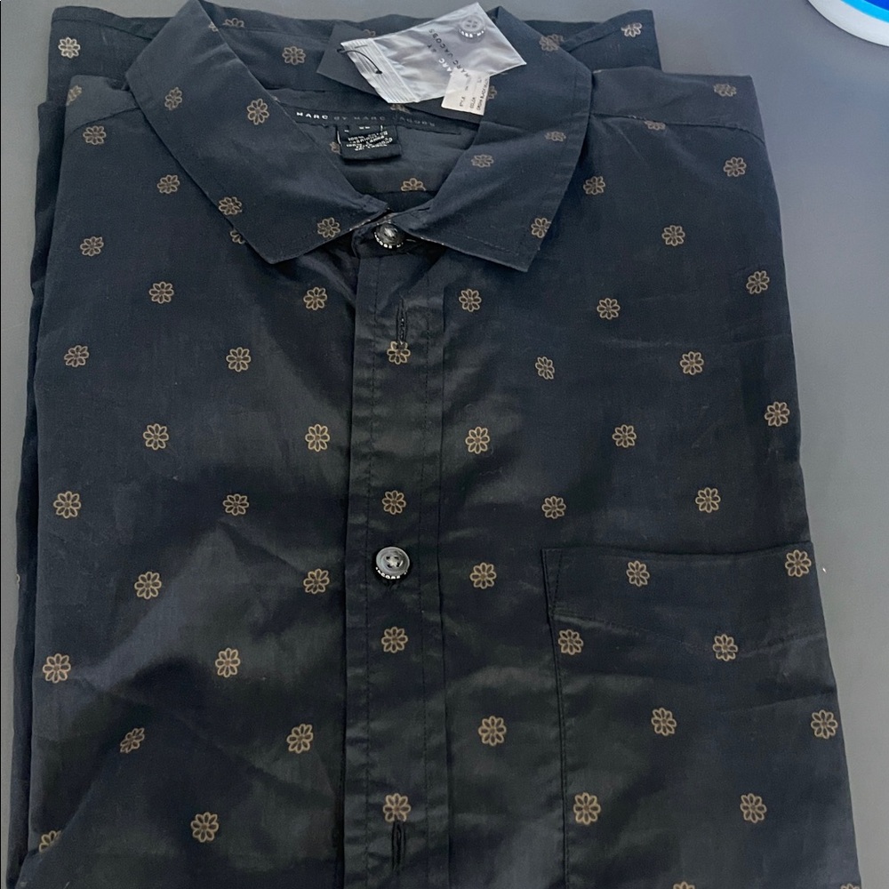 Marc Jacobs Black Shirt with Brown Floral Design